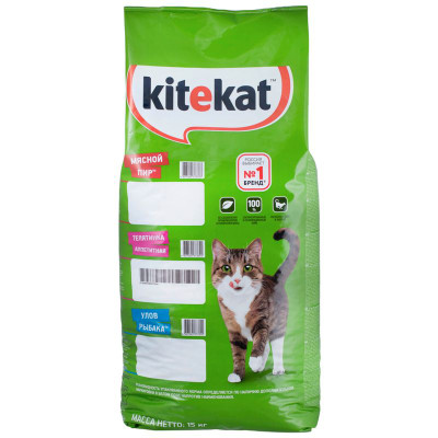 Изображение товара Корм сухой Kitekat Телятинка Аппетитная для взрослых кошек, 15кг