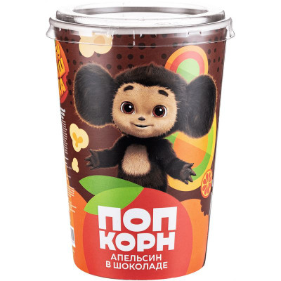 Изображение товара Попкорн Зебра карамельный со вкусом апельсина с глазурью, 120г