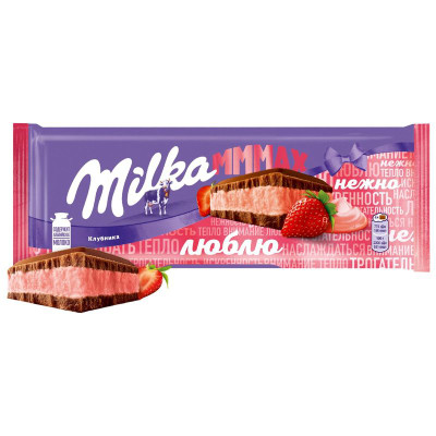 Изображение товара Шоколад Milka Mmmmax молочный с клубничной начинкой, 253г