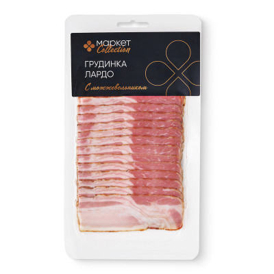Изображение товара Грудинка Лардо с можжевельником из свинины варёно-копчёная Маркет Collection, 80г