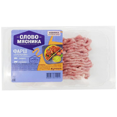 Изображение товара Фарш Слово Мясника Премиум из свинины и говядины охлаждённый, 400г