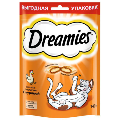 Изображение товара Лакомство Dreamies для кошек подушечки с курицей, 140г