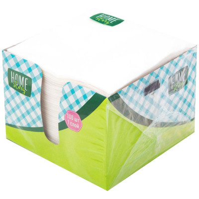 Изображение товара Салфетки бумажные белые 24x24см Home Story, 100шт