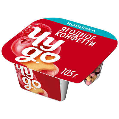 Изображение товара Йогурт Чудо со вкусом Ягодное конфетти с хрустящими насыпками-шариками 4%, 105г