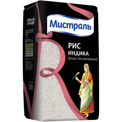 Изображение товара Рис Мистраль Индика белый длиннозёрный, 500г