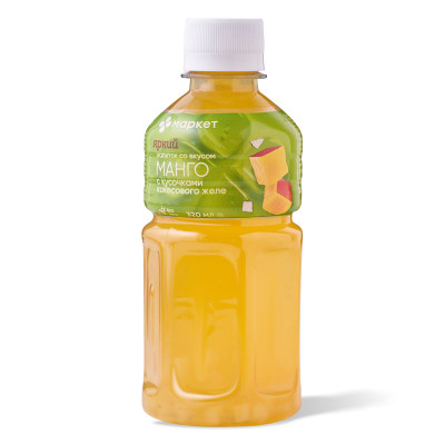 Изображение товара Напиток  со вкусом манго с кусочками кокосового желе безалкогольный негазированный Маркет, 320мл