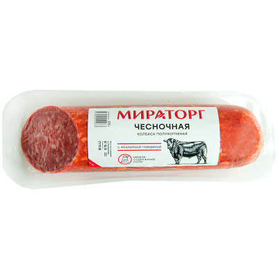 Изображение товара Колбаса полукопчёная Мираторг Чесночная категории В, 375г