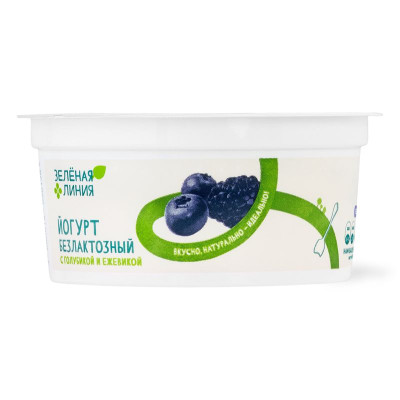 Изображение товара Йогурт безлактозный с голубикой и ежевикой 2,7-3,5% Зелёная Линия, 130г