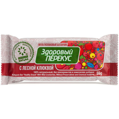 Изображение товара Батончик-мюсли Здоровый Перекус клюква, 55г