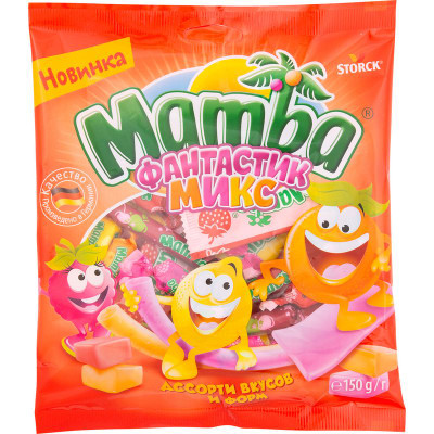 Изображение товара Конфеты Storck Mamba Фантастик Микс жевательные ассорти вкусов, 150г