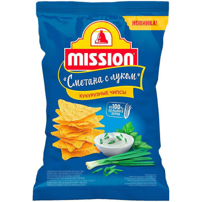 Изображение товара Чипсы Mission кукурузные со вкусом сметаны и лука, 90г