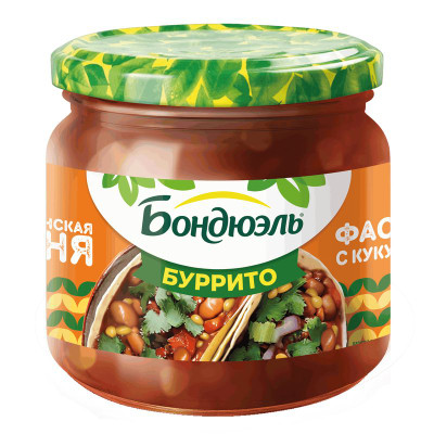 Изображение товара Фасоль Бондюэль По-Мексикански красная в соусе Буррито с кукурузой, 360г