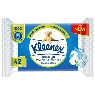 Изображение товара Бумага Kleenex Classic Clean туалетная влажная, 42шт