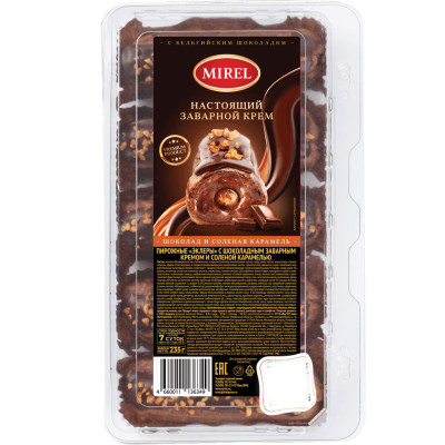 Изображение товара Эклеры Mirel с шоколадным заварным кремом и соленой карамелью, 235г