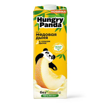 Изображение товара Напиток Hungry Panda ультрапастеризованный на растительном сырье со вкусом медовая дыня 3.3%, 1л