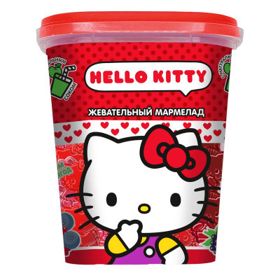 Изображение товара Мармелад Hello Kitty жевательный с натуральным соком со вкусом лесных ягод, 180г