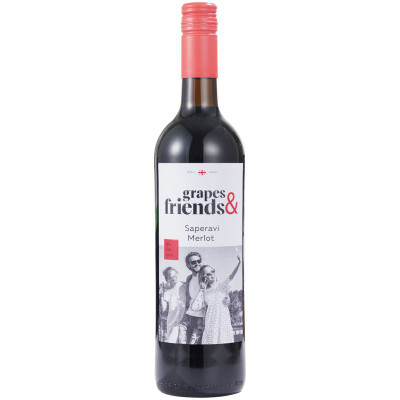 Изображение товара Вино Grapes & Friends Saperavi Merlot красное сухое 12.5%, 750мл