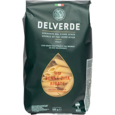 Изображение товара Макароны Delverde Penne Zita Rigate №32 из твёрдых сортов пшеницы без содержания яиц, 500г