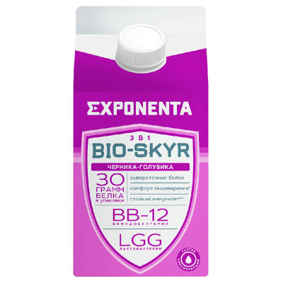 Изображение товара Напиток кисломолочный Exponenta Bio-Skyr 3в1 черника-голубика обезжиренный, 500г