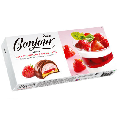 Изображение товара Десерт Bonjour Souffle клубника со сливками 232г