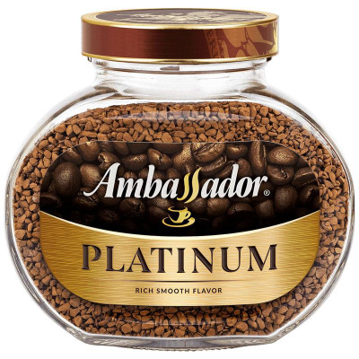 Изображение товара Кофе Ambassador Platinum натуральный растворимый сублимированный, 190г
