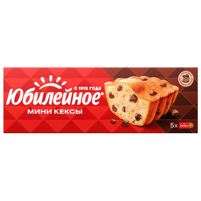 Изображение товара Мини-кексы Юбилейное с кусочками молочного шоколада, 140г