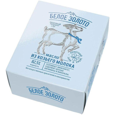 Изображение товара Масло сладкосливочное Белое Золото несоленое из козьего молока 82,5%, 100г