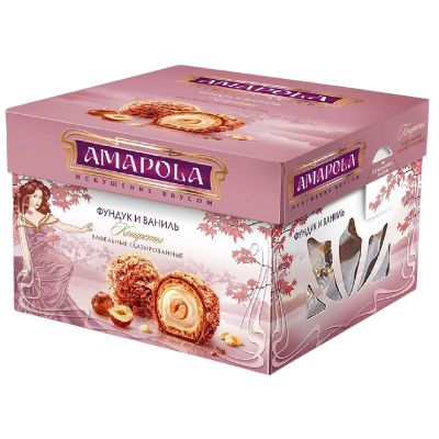 Изображение товара Конфеты Amapola Фундук и Ваниль вафельные с ванильно-сливочным вкусом, 100г