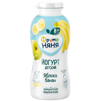 Изображение товара Йогурт питьевой ФрутоНяня с яблоком и бананом питьевой 2.5%, 200г