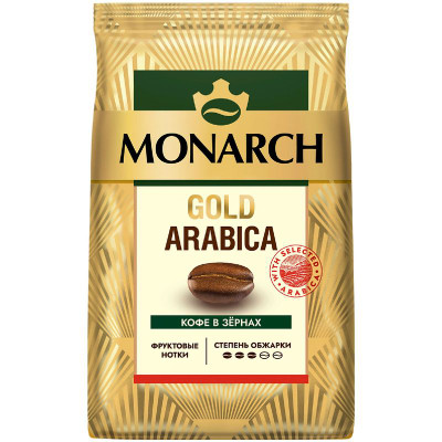 Изображение товара Кофе Monarch Gold Arabica натуральный жареный в зёрнах, 800г