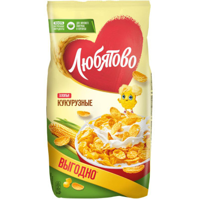 Изображение товара Хлопья Любятово кукурузные, 600г