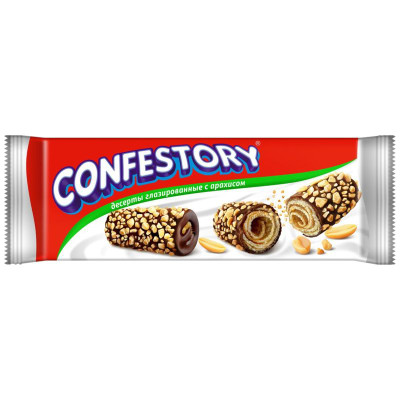 Изображение товара Рулетики Confestory вафельные с арахисом глазированные, 120г