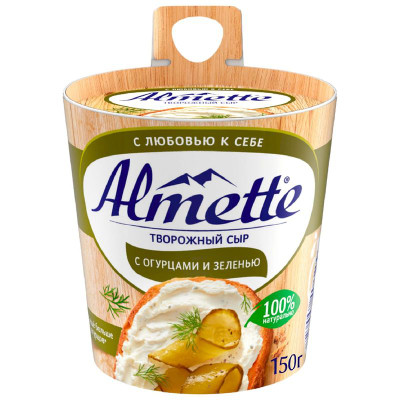 Изображение товара Сыр творожный Almette С огурцами и зеленью 60%, 150г