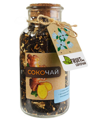 Изображение товара Чай Befruitbe чёрный пропитанный соком имбиря + кусочки имбиря + лемонграсс, 100г