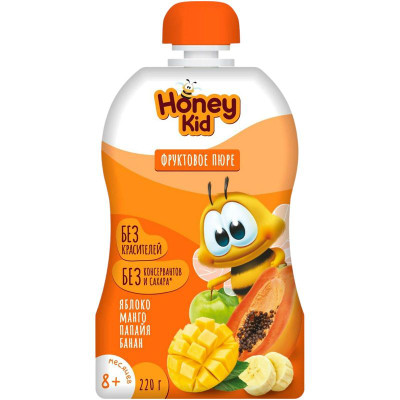 Изображение товара Пюре Honey Kid Яблоко манго папайя банан с 8 месяцев, 180г