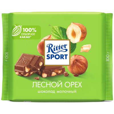 Изображение товара Шоколад молочный Ritter Sport с лесным орехом, 100г