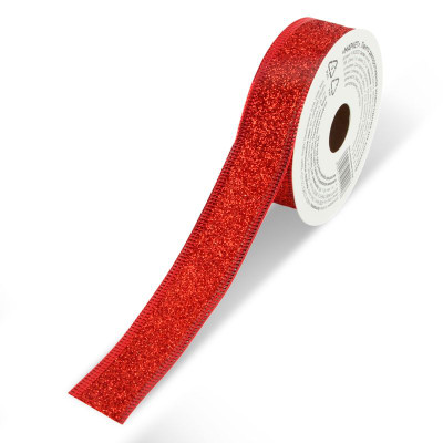 Изображение товара Лента декоративная новогодняя на катушке Маркет в ассортименте