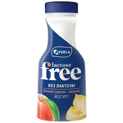 Изображение товара Йогурт питьевой Viola Free безлактозный Белый персик-Ваниль 1.1%, 270г