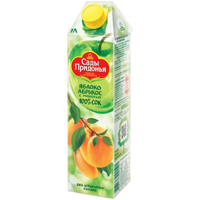 Изображение товара Сок Сады Придонья абрикос-яблоко с мякотью для детского питания, 1л