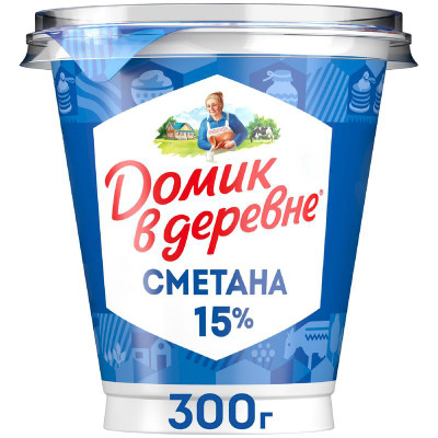 Изображение товара Сметана Домик в деревне 15%, 300г