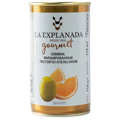Изображение товара Оливки La Explanada фаршированные апельсином, 350г