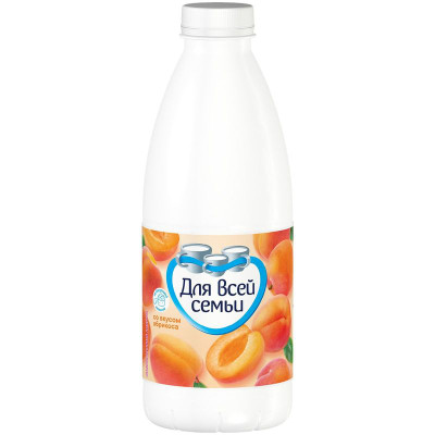 Изображение товара Напиток кисломолочный Для Всей Семьи со вкусом абрикоса 1%, 930г