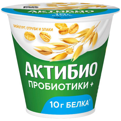 Изображение товара Биойогурт Актибио с отрубями и злаками обогащенный бифидобактериями 2.9%, 220г