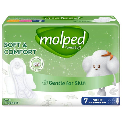 Изображение товара Прокладки ночные Molped женские гигиенические с крылышками, 7шт