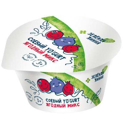 Изображение товара Продукт соевый Yogurt Ягодный Микс Зелёная Линия, 130г