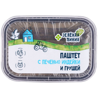 Изображение товара Паштет мясной с печенью индейки и грушей категория Б запечённый Зелёная Линия, 160г