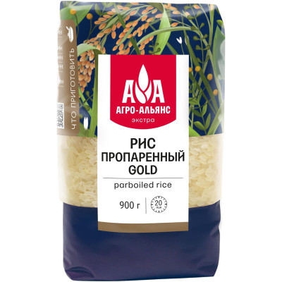 Изображение товара Рис Агро-Альянс Gold Экстра элитный пропаренный, 900г