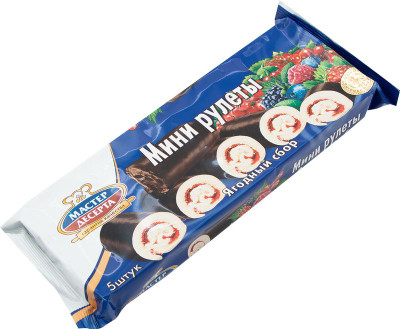 Изображение товара Мини-рулеты Мастер Десерта Ягодный сбор бисквитные с кремом и фруктово-ягодной начинкой, 175г