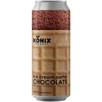 Изображение товара Пивной напиток Konix Brewery Ice Cream Porter Chocolate нефильтрованный осветленный пастеризованный 7%, 450мл