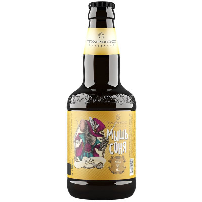 Изображение товара Пиво Таркос Мышь Соня светлое нефильтрованное осветлённое пастеризованное 4.8%, 450мл